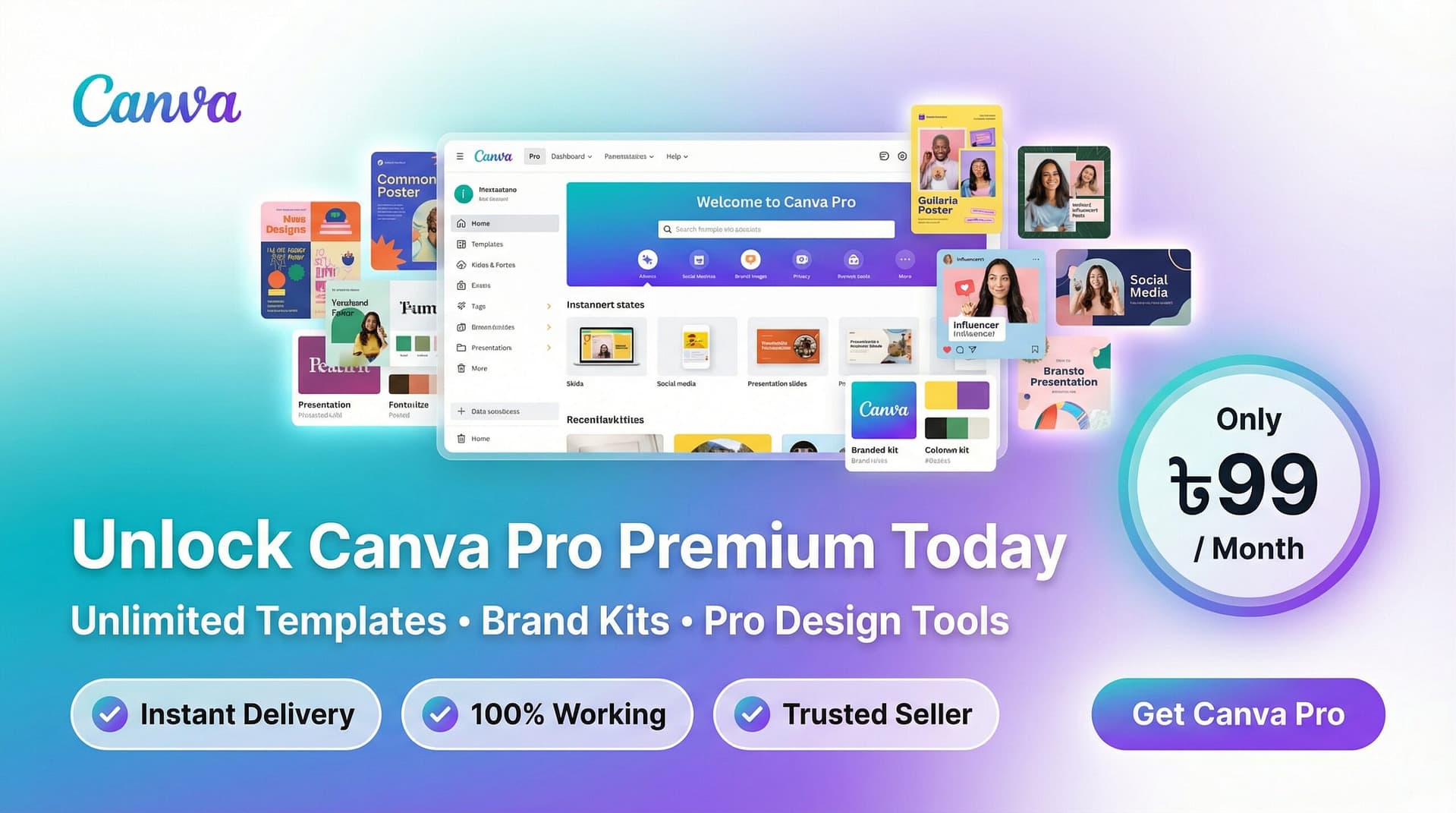Canva Pro – Premium Design Tools (৳99)